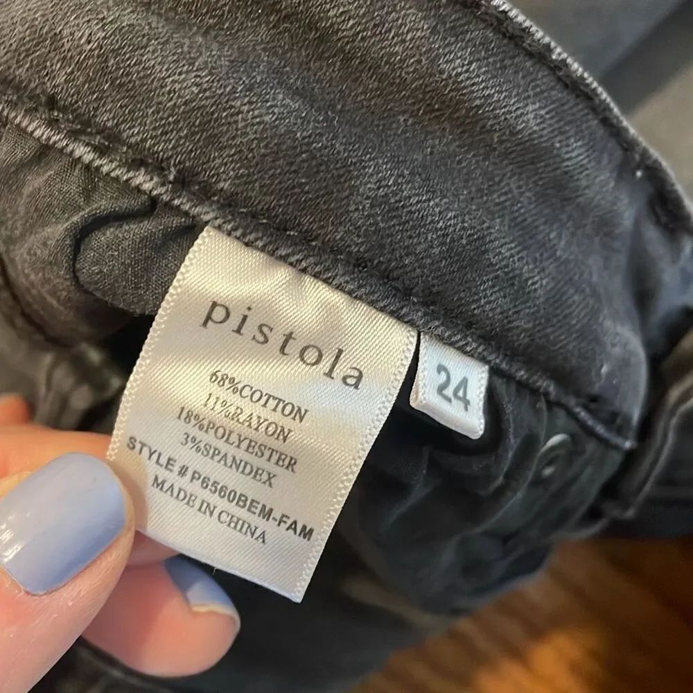 Pistola Audrey mid rise distressed grey skinny jean 24 - Picture 10 of 13